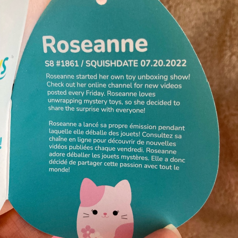 8” Roseanne Squishmallow Pink Sakura Flower Cat - Picture 4 of 6